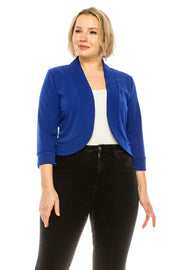 Plus size, solid, waist length blazer cardigan