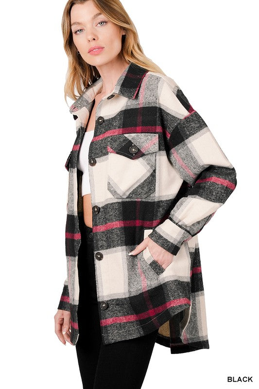 OVERSIZED YARN DYED PLAID SHACKET