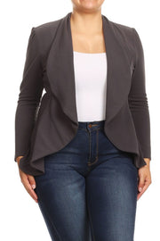 Plus Casual Solid open front jacket blazer