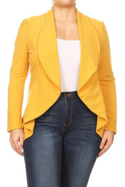 Plus Casual Solid open front jacket blazer