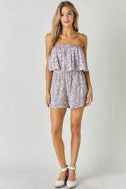 Woven Leopard Print Ube Romper