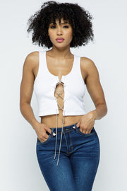 RHINE STONE DETAIL FRENCH TERRY CROP TOP