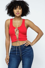 RHINE STONE DETAIL FRENCH TERRY CROP TOP