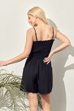 SMOKED PLAYSUIT WITH LACE HEM