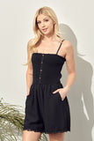 SMOKED PLAYSUIT WITH LACE HEM