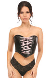 Black Faux Leather w/Pink Lace-Up Bustier