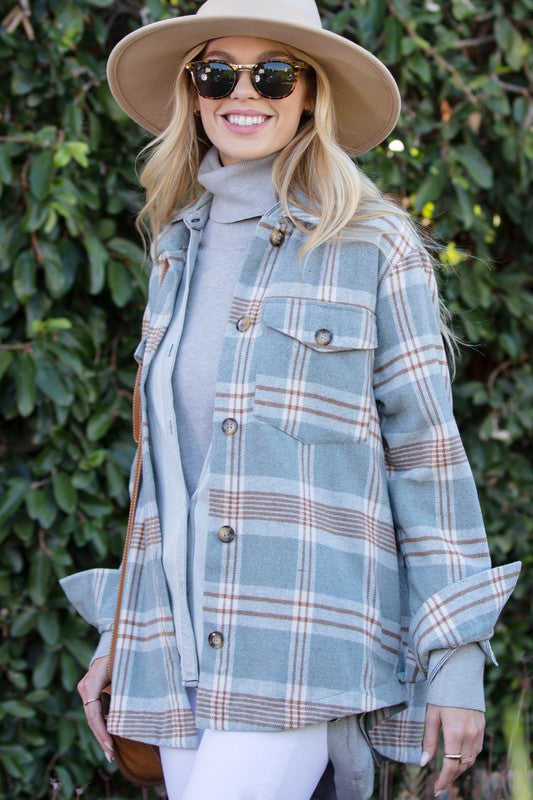 PLAID PATTERN SHIRTS JACKET - SHACKET