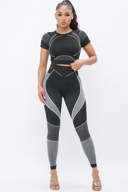 SHORT SLEEVE TOP AND LEGGING ACTIVE SET