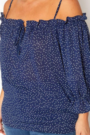 Plus Size Polka Dot Off Shoulder Cami Blouse