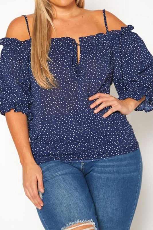 Plus Size Polka Dot Off Shoulder Cami Blouse