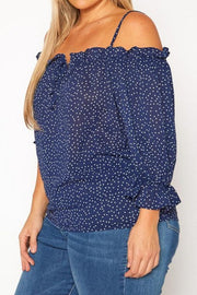 Plus Size Polka Dot Off Shoulder Cami Blouse