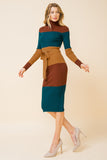 Color block midi sweater dress