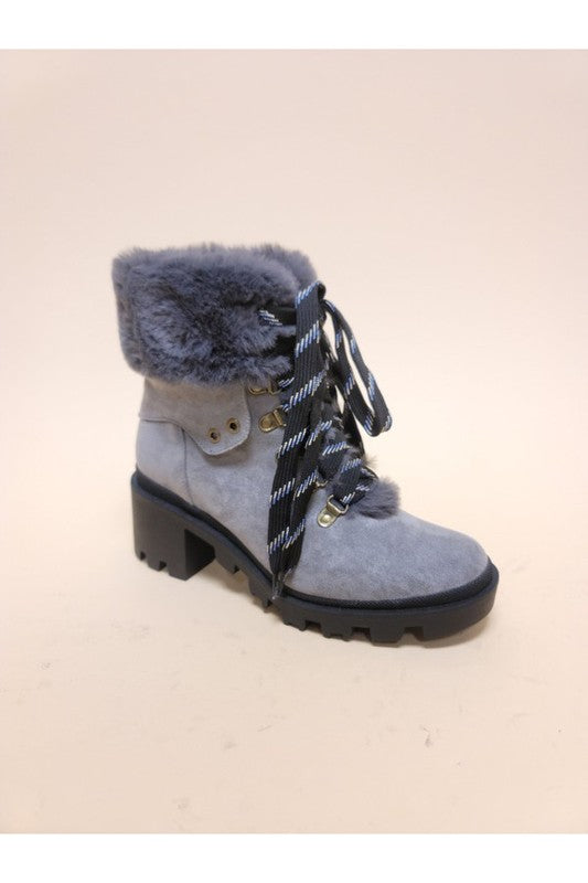 Fur Blocked Heeled Boots