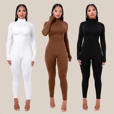Solid Long Sleeve Bodysuit One Piece Jumpsuits