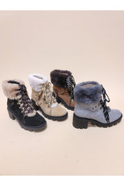 Fur Blocked Heeled Boots